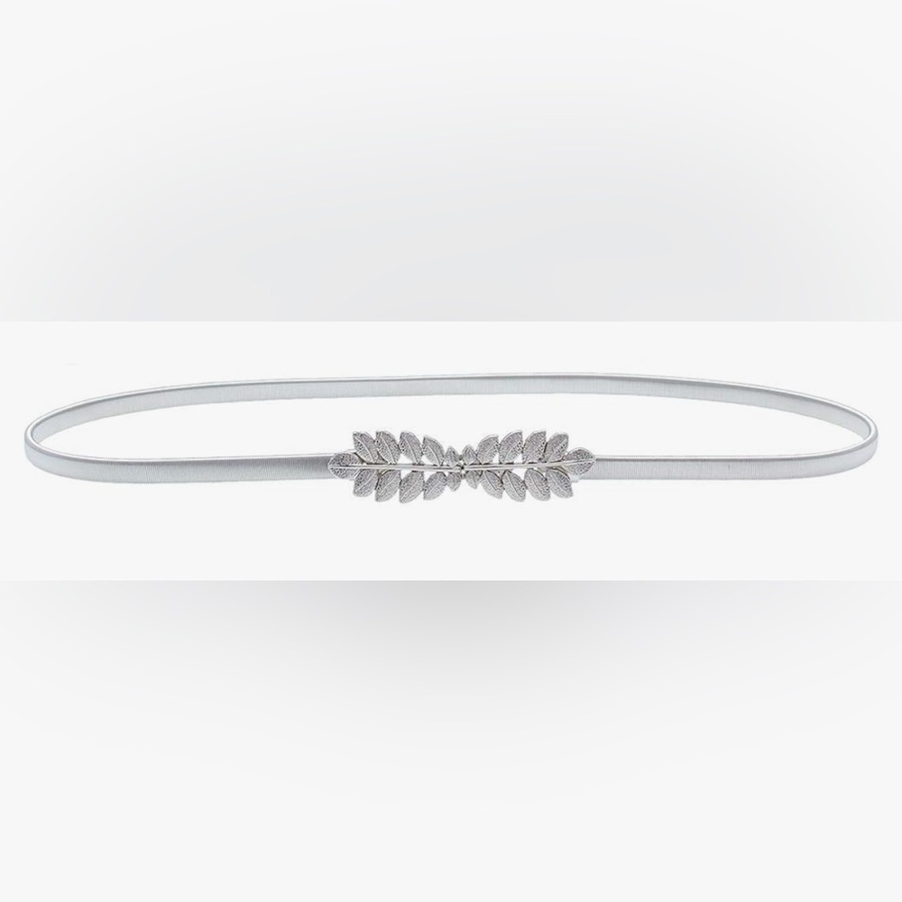 Silver leaf metal elastic waist belt